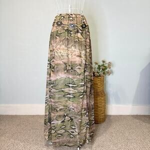Gorgeous vintage 90s snakeskin print pink & green silky flowy fairy skirt